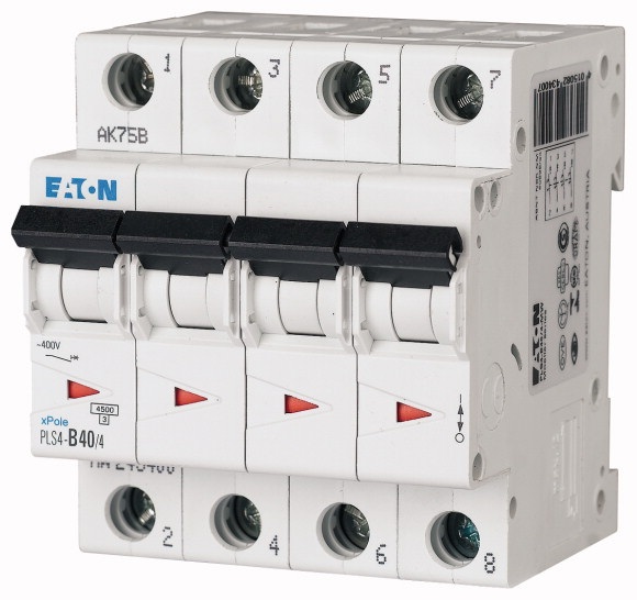 Disjoncteur 4.5kA - courbe C - tétrapolaire 4P/40A Eaton