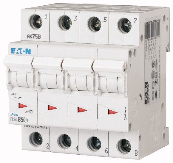 Disjoncteur 4.5kA - courbe C - tétrapolaire 4P/50A Eaton