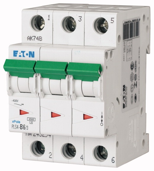 Disjoncteur 4.5kA - courbe C - tripolaire 3P/ 6A Eaton
