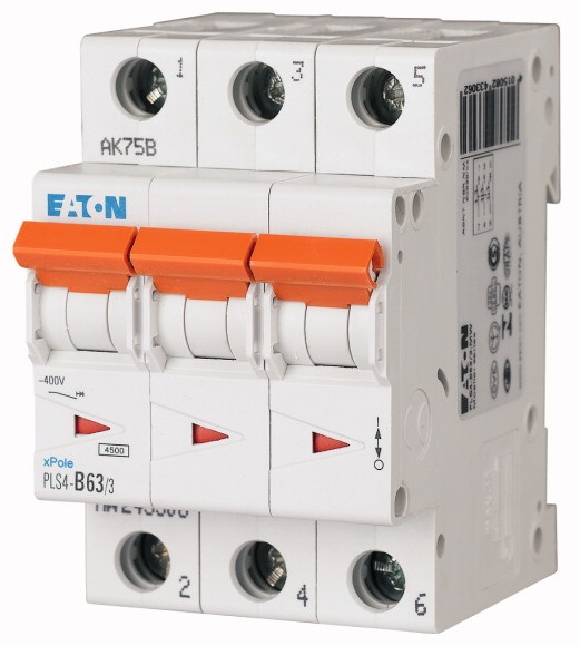 Disjoncteur 4.5kA - courbe C - tripolaire 3P/63A Eaton