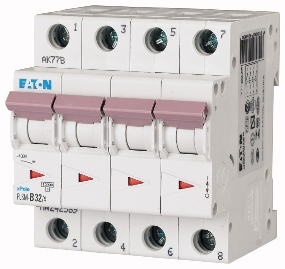 Disjoncteur 10kA - courbe D - tétrapolaire 4P/32A Eaton