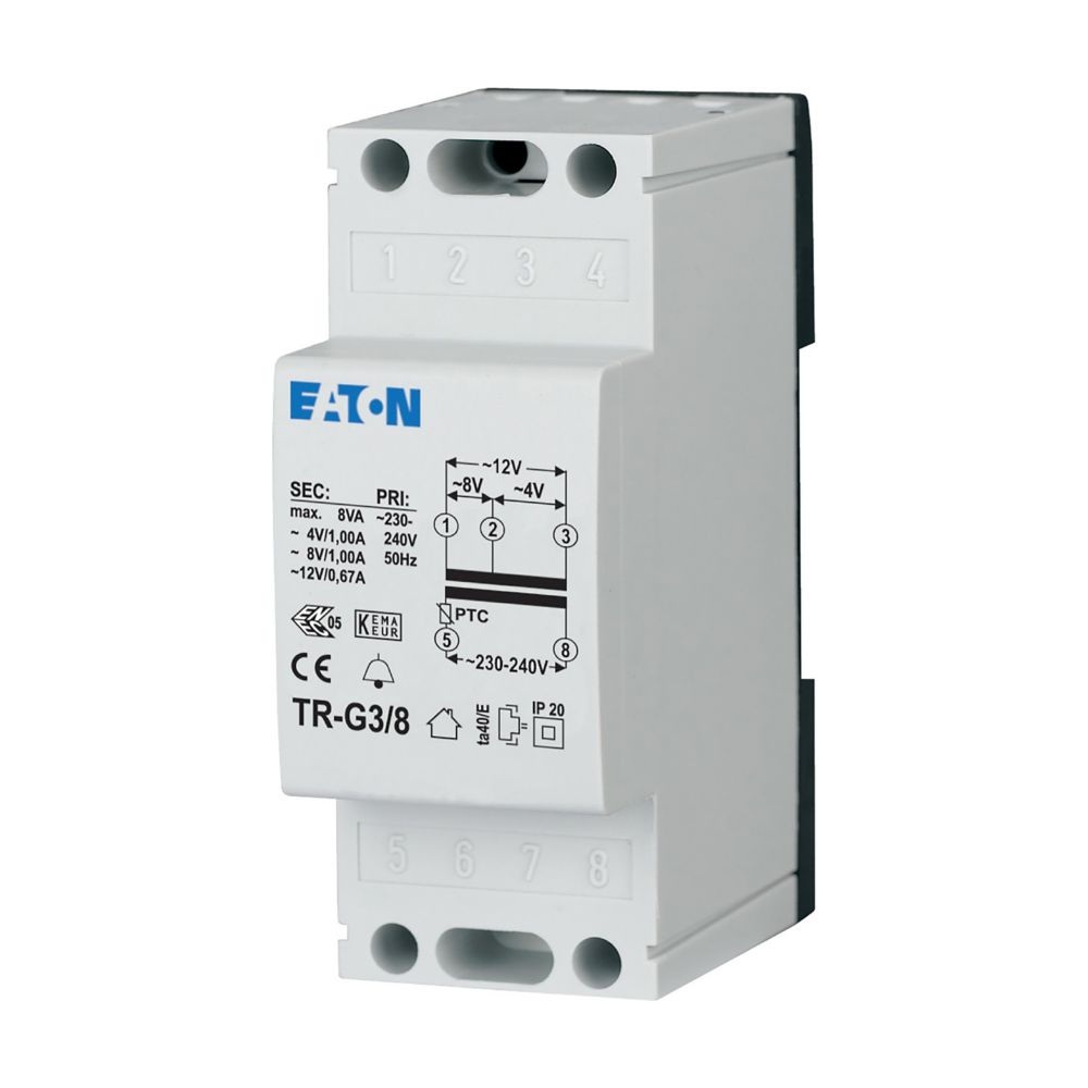 Transformateur de sonnerie 230V/ 4-8-12V  8VA TR-G3/8 Eaton