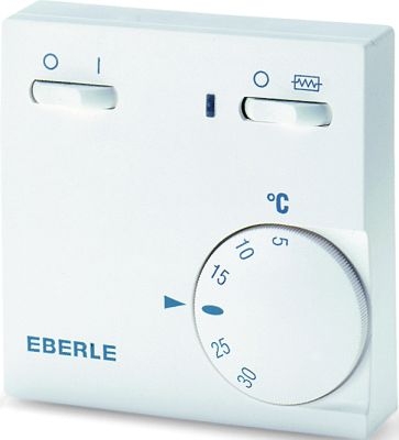 Thermostat mural électromécanique RTR-E6181 (10A/230VAC) avec interrupteur ON/OFF et chauffage d'appoint + témoin Eberle