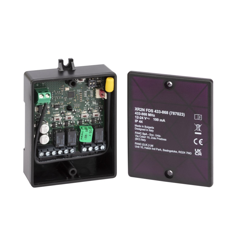 Récepteur multifonctionnel 2 canaux avec antenne incorporée FDS 868MHz 12-24V AC/DC XR2N 868 Faac