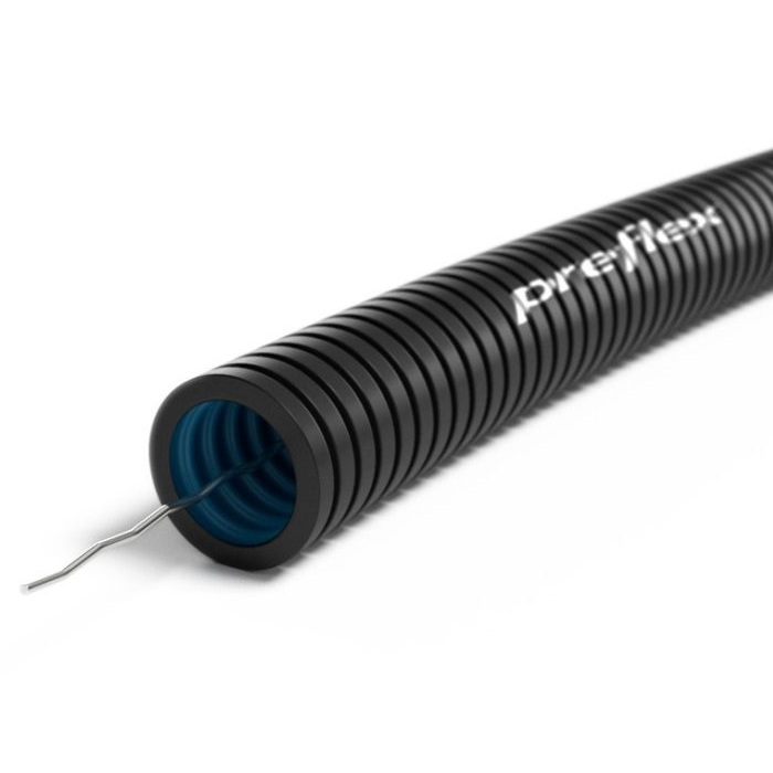 Tube annelé (flex) noir résistant aux U-V avec tire-fil Ø25mm (rouleau 100 mètres)