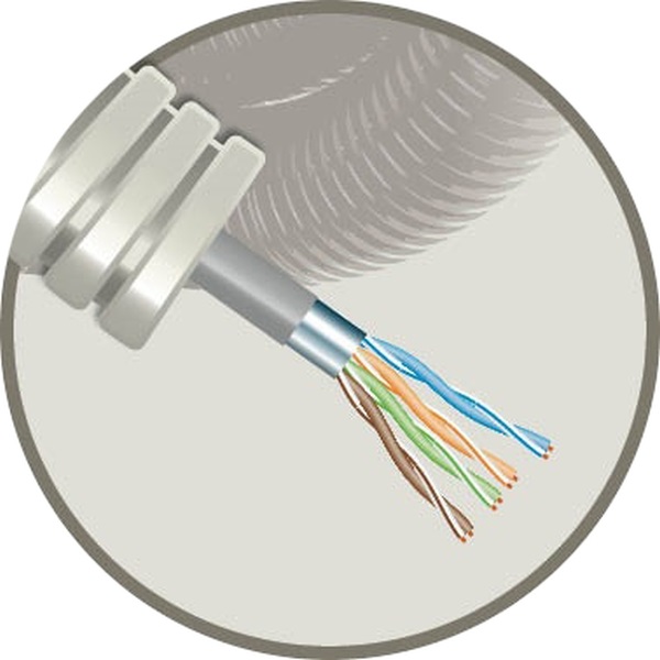 Tube précâblé (flex) avec 1 câble data F/UTP CAT 6 Eca (rouleau 100 mètres)