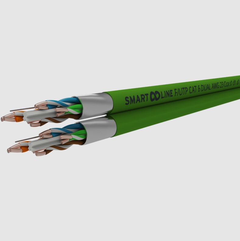 Câble de données double (Dual) F/UTP Catégorie 6 Cca 23 AWG LSOH (sans halogène - au mètre)