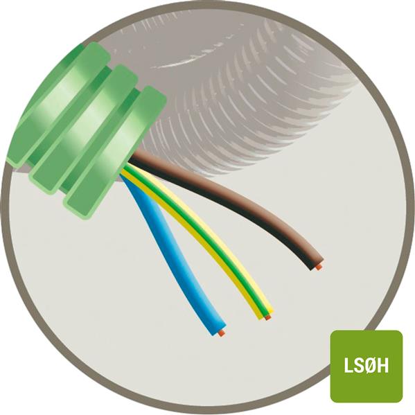 Tube précâblé (flex) Ø16mm avec fils VOB 3G1.5mm² Cca (H07Z1-U) LSOH sans halogne (rouleau  50 mètres)