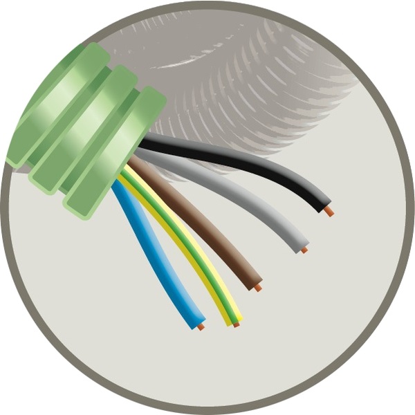 Tube précâblé (flex) Ø16mm avec fils VOB 5G1.5mm² Cca (H07Z1-U) LSOH sans halogne (rouleau  25 mètres)