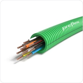 Tube précâblé (flex) Ø20mm avec fils VOB 9G1.5mm² Cca (H07Z1-U) LSOH sans halogne (rouleau 100 mètres)