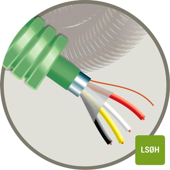 Tube précâblé (flex) avec câble bus EIB/KNX YCYM 4x0.8mm² Cca LSOH sans halogène (rouleau 50 mètres)