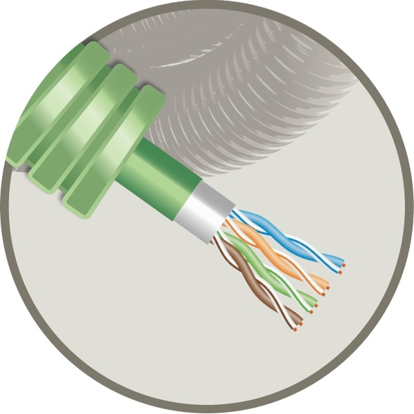 Tube précâblé (flex) avec 1 câble data F/UTP CAT 6 Cca LSOH sans halogène (rouleau 100 mètres)