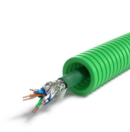 Tube précâblé (flex) avec 1 câble data S/FTP Cat. 7 Cca  LSOH sans halogne (rouleau 50 mètres)