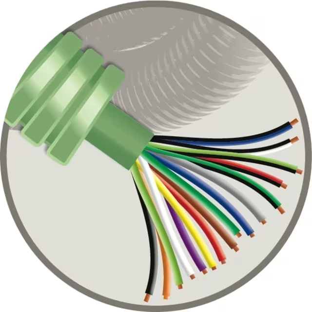 Tube précâblé (flex) avec câble de signalisation SGG vert 16x0.8mm² Cca 150V LSOH sans halogène (rouleau 100 mètres)