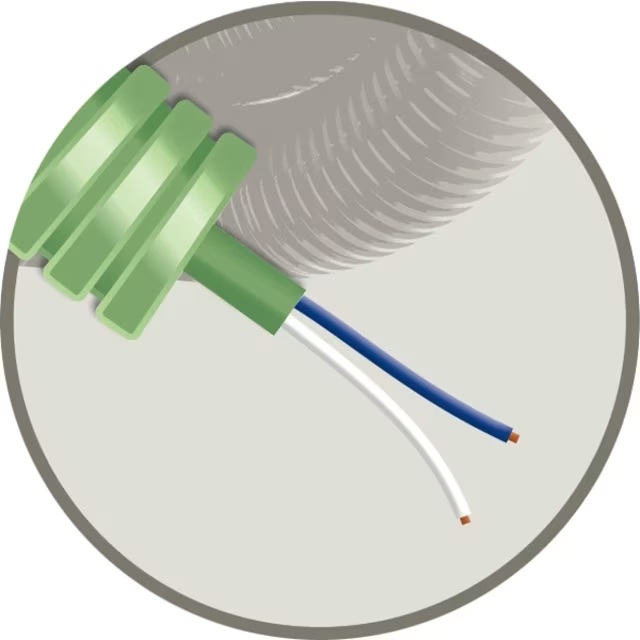 Tube précâblé (flex) avec câble de signalisation SGG vert 2x0.8mm² Cca 150V LSOH sans halogène (rouleau 100 mètres)