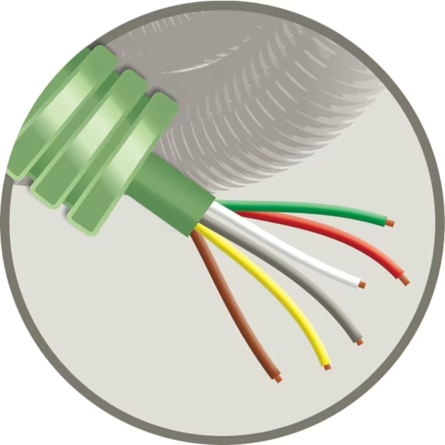 Tube précâblé (flex) avec câble de signalisation SGG vert  6x0.8mm² Cca 150V LSOH sans halogène (rouleau 100 mètres)