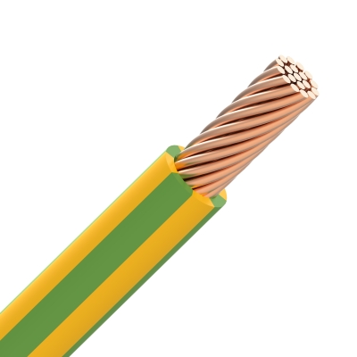 Fil d'installation rigide (câblé) VOB  6mm² Cca (H07Z1-R) vert/jaune LSOH (au mètre)