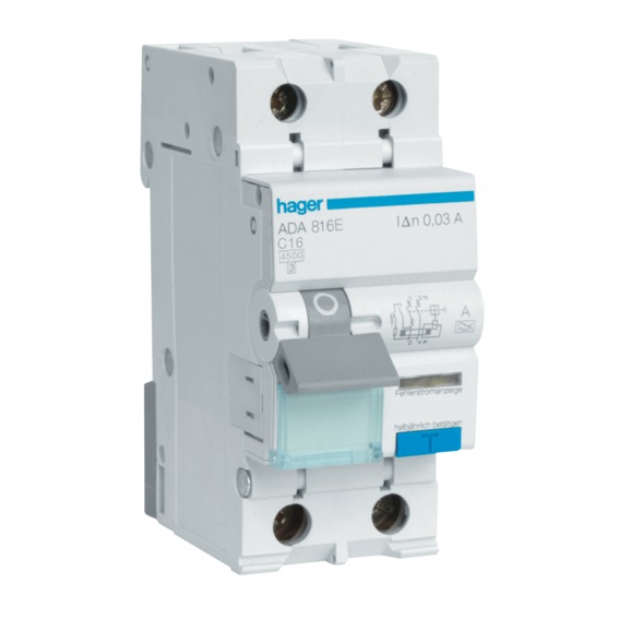 Disjoncteur différentiel type A bipolaire 2P/16A - 4.5kA - courbe C -  10mA Hager