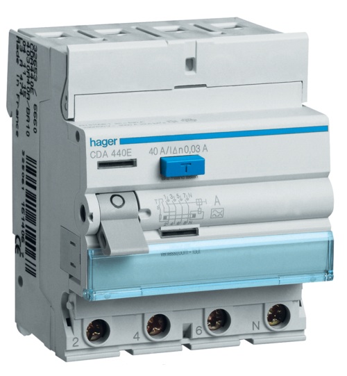 Interrupteur différentiel type A tétrapolaire 4P/63A - 300mA Sélectif CPA463E Hager