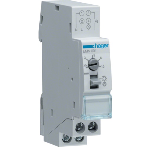 Relais modulaire temporisé 30 secondes à 10 minutes unipolaire 1P/16A 230V EMN001 Hager
