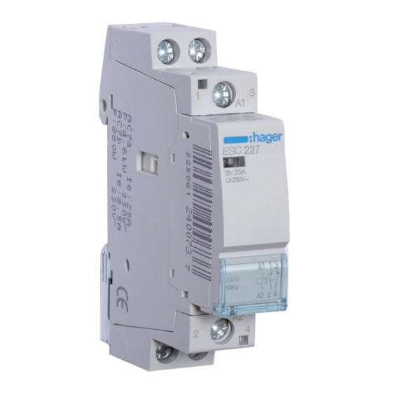 Contacteur modulaire bipolaire 1NO+1NF/25A 230V Hager