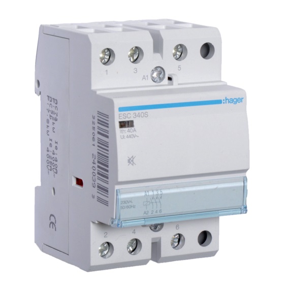 Contacteur modulaire tripolaire 3NO/40A 230V silencieux Hager
