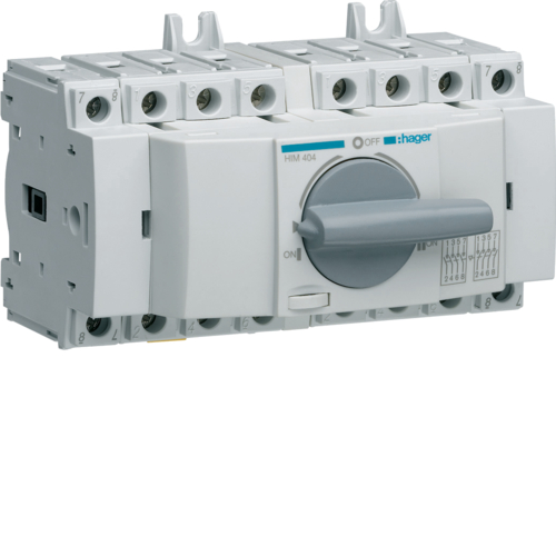 Commutateur modulaire 3 positions I-0-II inverseur de sources 4P/40A 380-415V HIM404 Hager