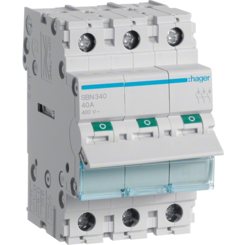 Interrupteur-sectionneur modulaire tripolaire 3P/ 40A SBN340 Hager
