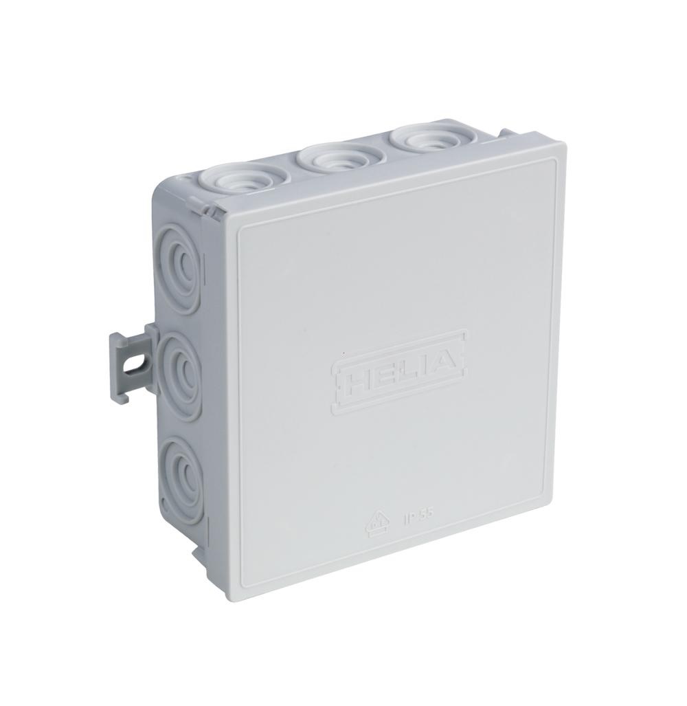 Boîte de dérivation grise 100x100x42mm 12 entrées IP55 Helia