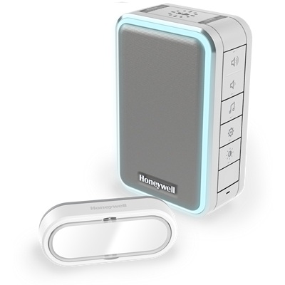 Kit carillon sans fil mobile halo 150m gris et bouton poussoir blanc DC315SGL Honeywell