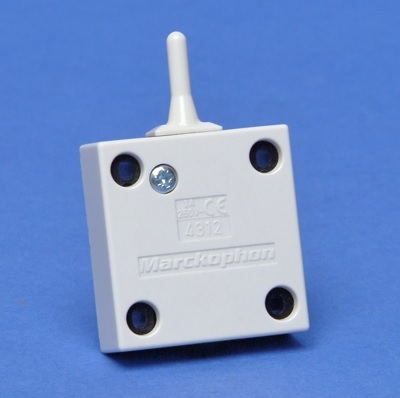 Interrupteur apparent blanc pour meuble avec poussoir lg=22mm 2A/250V