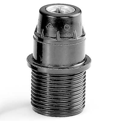 Douille E14 bakélite noir avec demi filetage extérieur et nipple M10x1 (Ø1/8'')
