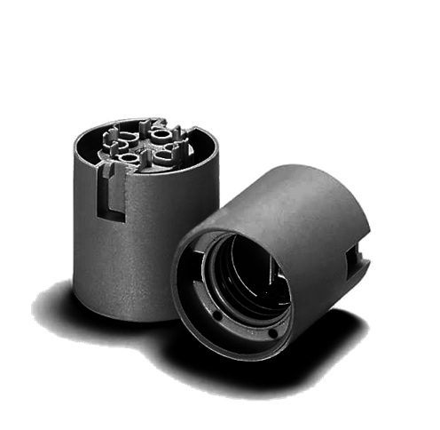 Douille E27 thermoplastique lisse noir avec serre-fil automatique