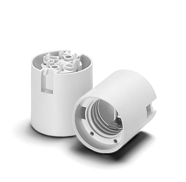 Douille E27 thermoplastique lisse blanc  avec serre-fil automatique