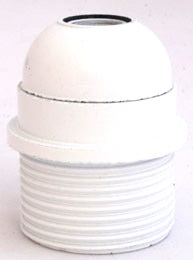 Douille E27 bakélite blanc avec demi filetage extérieur et nipple M10x1 (Ø1/8'')
