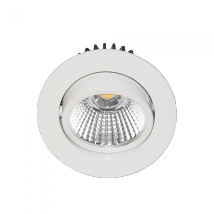 Spot encastré inclinable à 20° rond Ø82mm blanc mat avec alimentation et lampe non dimmable 6W/38° /3000K/650Lm/50000h/230V blanc chaud AL101430 Indigo