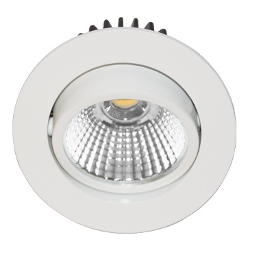 Spot encastré inclinable à 20° rond Ø82mm blanc avec alimentation et lampe dimmable 9W/38° /3000K/830Lm/50000h/230V blanc chaud AL1014 RDX Indigo