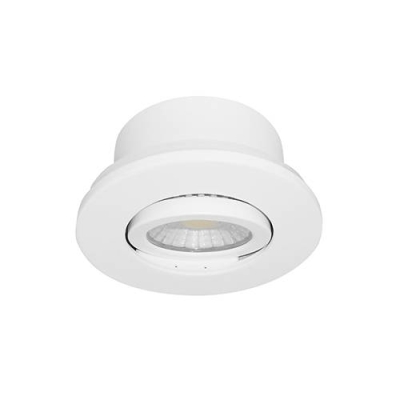 Spot encastré inclinable à 25° rond Ø86mm blanc mat avec alimentation, lampe dimmable 7W/60° /2700>6500K/600Lm/50000h/230V IP65 DO55230 BORA RDX EVO Indigo