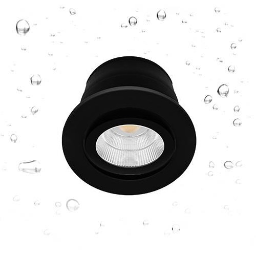 Spot encastré inclinable à 30° rond Ø82mm noir mat avec convertisseur, lampe dimmable 6W/60° /2700>6500K/720Lm/50000h/230V IP65 IENA RDX DO43105 Indigo