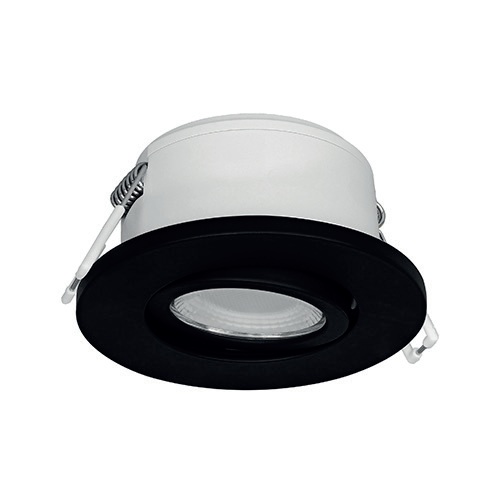 Spot encastré inclinable à 25° rond Ø86mm noir mat avec alimentation, lampe dimmable 7W/60° /2700>6500K/600Lm/50000h/230V IP65 DO55205 BORA RDX EVO Indigo