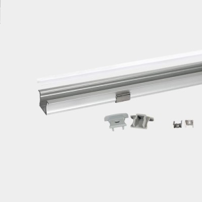 Profilé encastré aluminium anodisé 24.8/17.5x15x2000mm avec couvercle mat et accessoires RSL15A-M2 Integratech