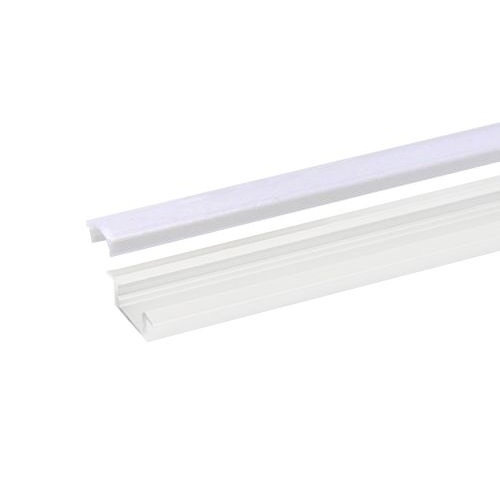 Profilé encastré aluminium anodisé blanc 24.8/17.5x7x2000mm avec couvercle mat et accessoires RSL7W-M2 Integratech