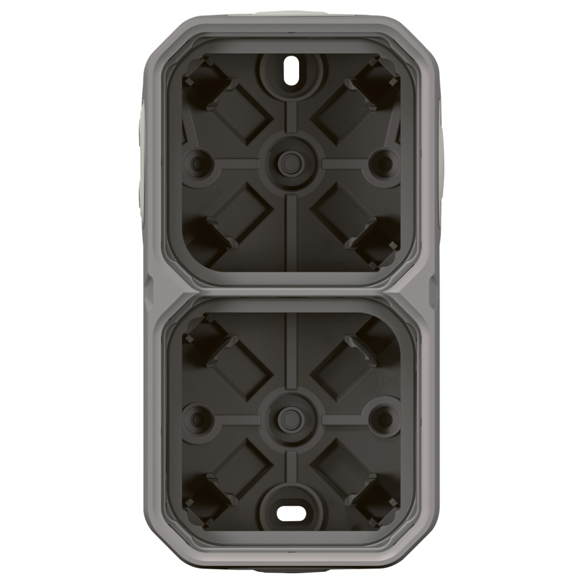 Boîtier double horizontal/vertical 3 entrées simples et 1 double souple Plexo 55 gris Legrand