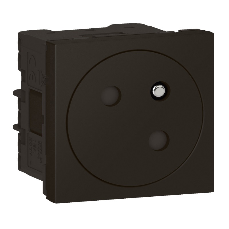 Prise simple 2P+T affleurante inclinée à 45° Mosaic Link noir (2 modules) pour multi-supports Legrand