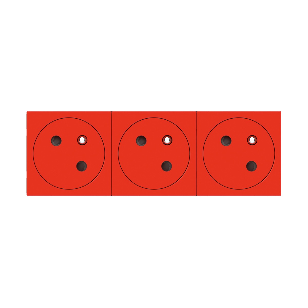 Prise triple 2P+T affleurantes inclinées à 45° Mosaic Link rouge (6 modules) pour multi-supports Legrand
