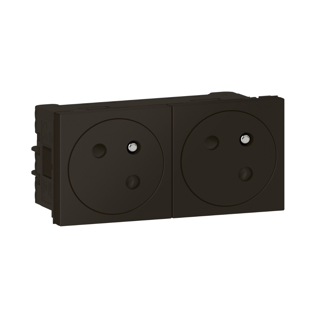 Prise double 2P+T affleurantes inclinées à 45° Mosaic Link noir (4 modules) pour multi-supports Legrand