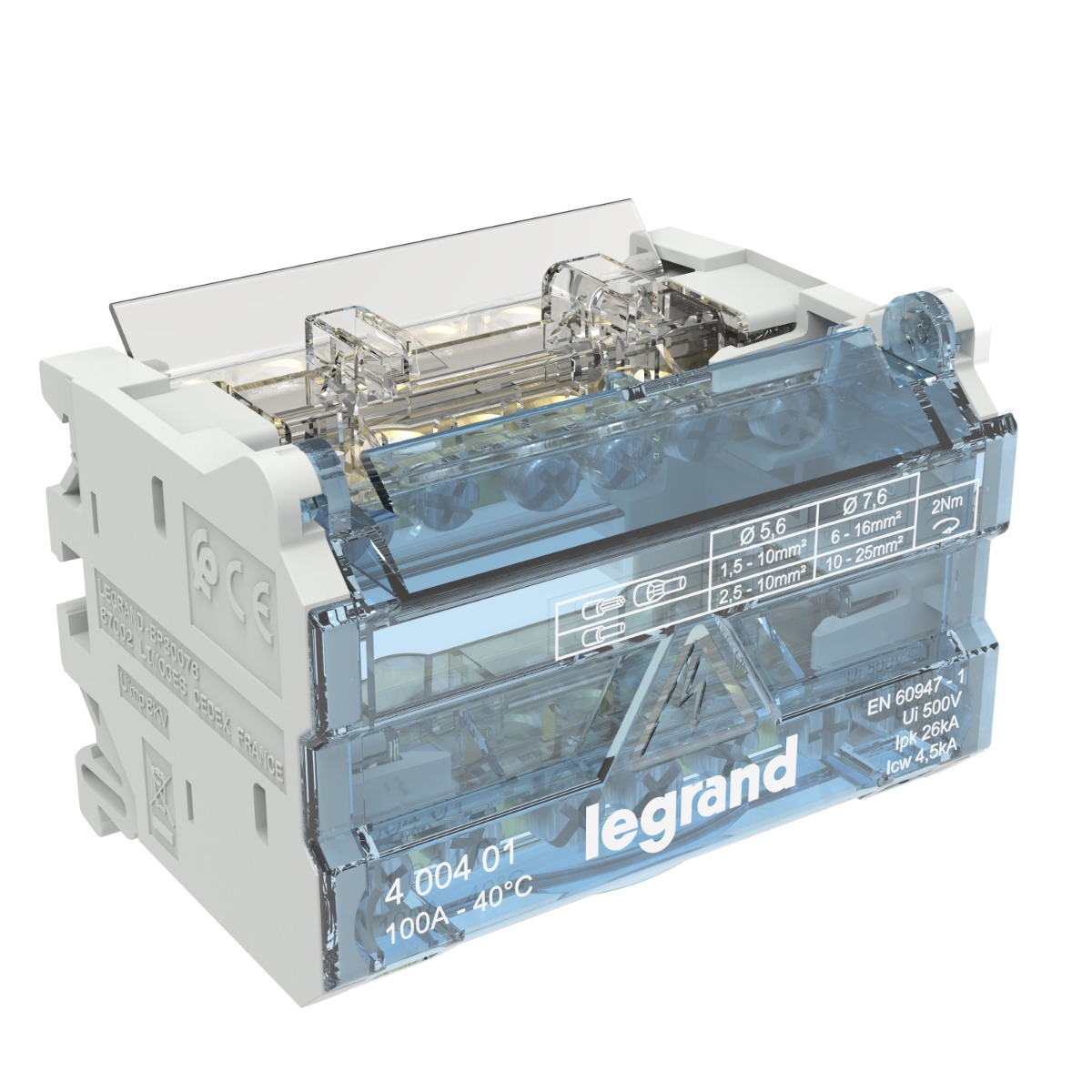 Répartiteur (jeu de barres) bipolaire 2P/100A  7 connexions par phase Legrand