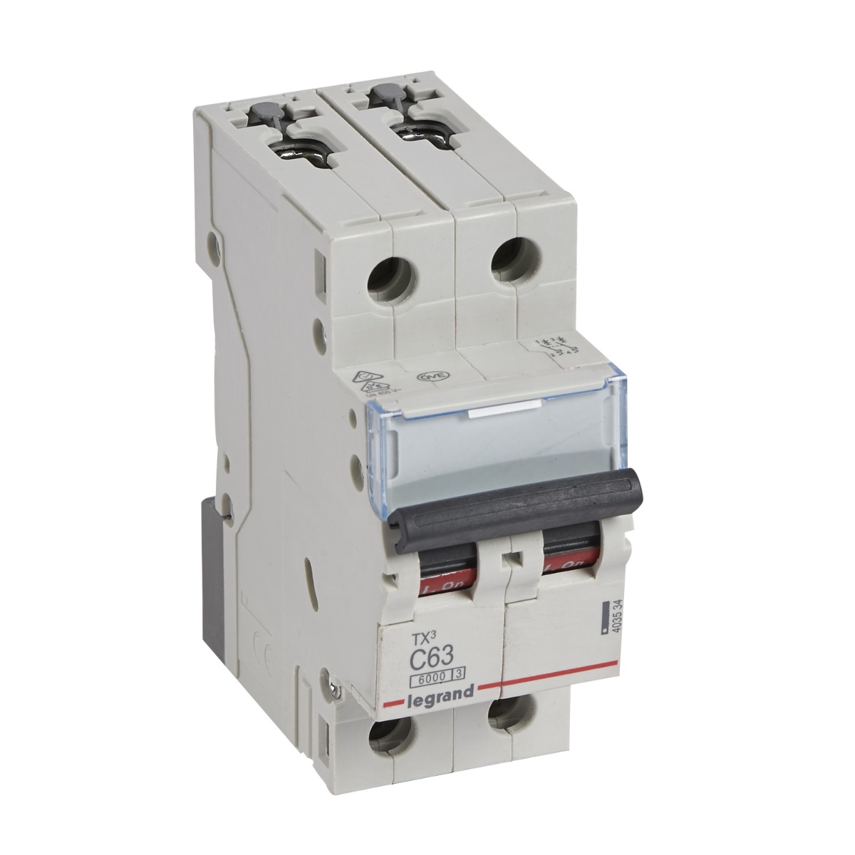 Disjoncteur 6kA - courbe C - bipolaire 2P/63A TX³ Legrand