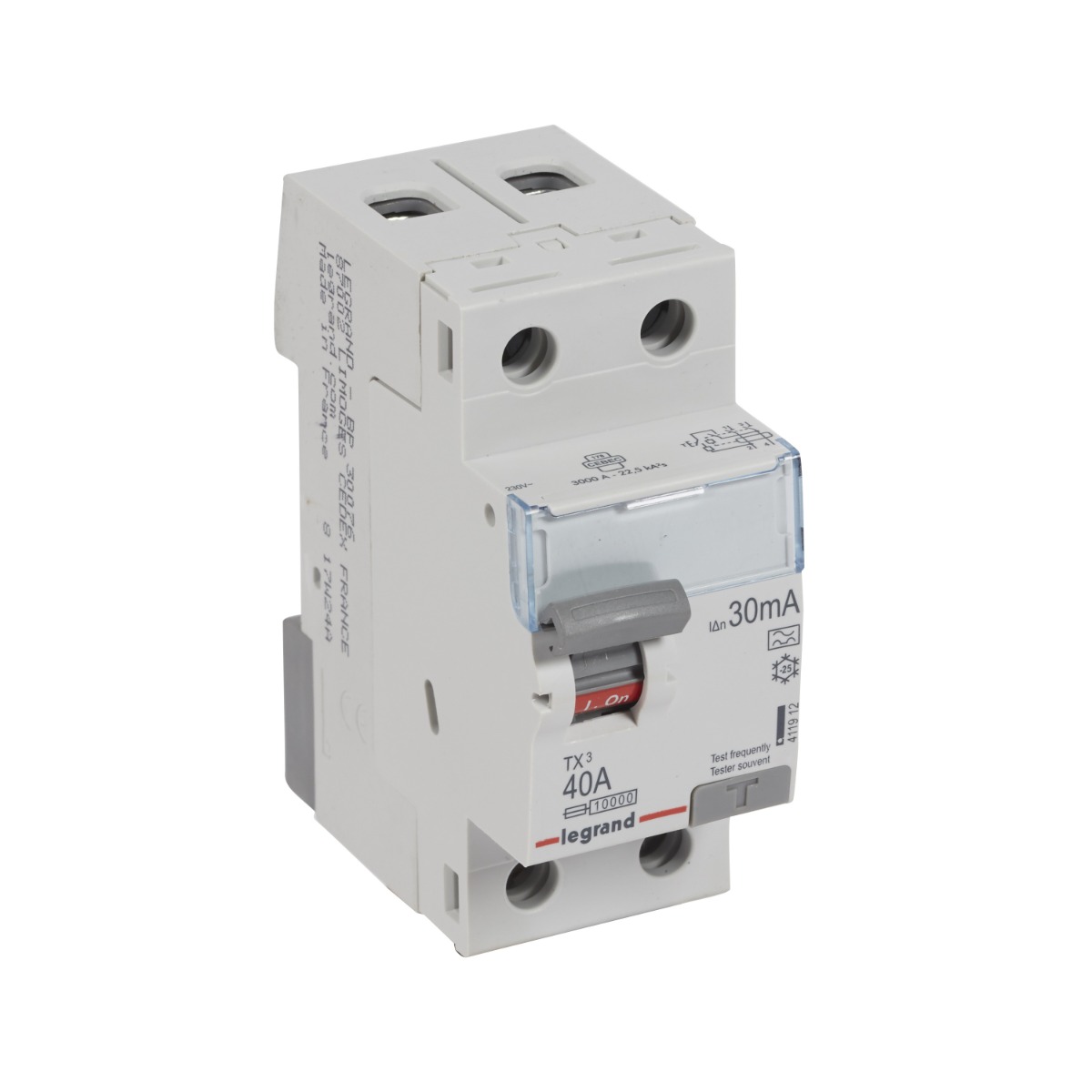 Interrupteur différentiel type A bipolaire 2P/40A -  30mA TX³ Legrand