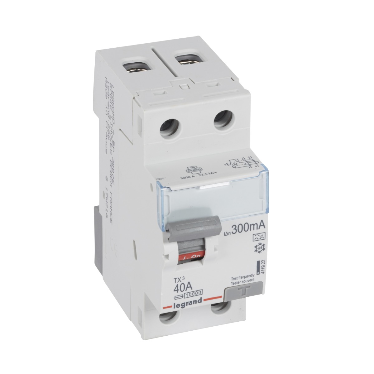 Interrupteur différentiel type A bipolaire 2P/40A - 300mA TX³ Legrand